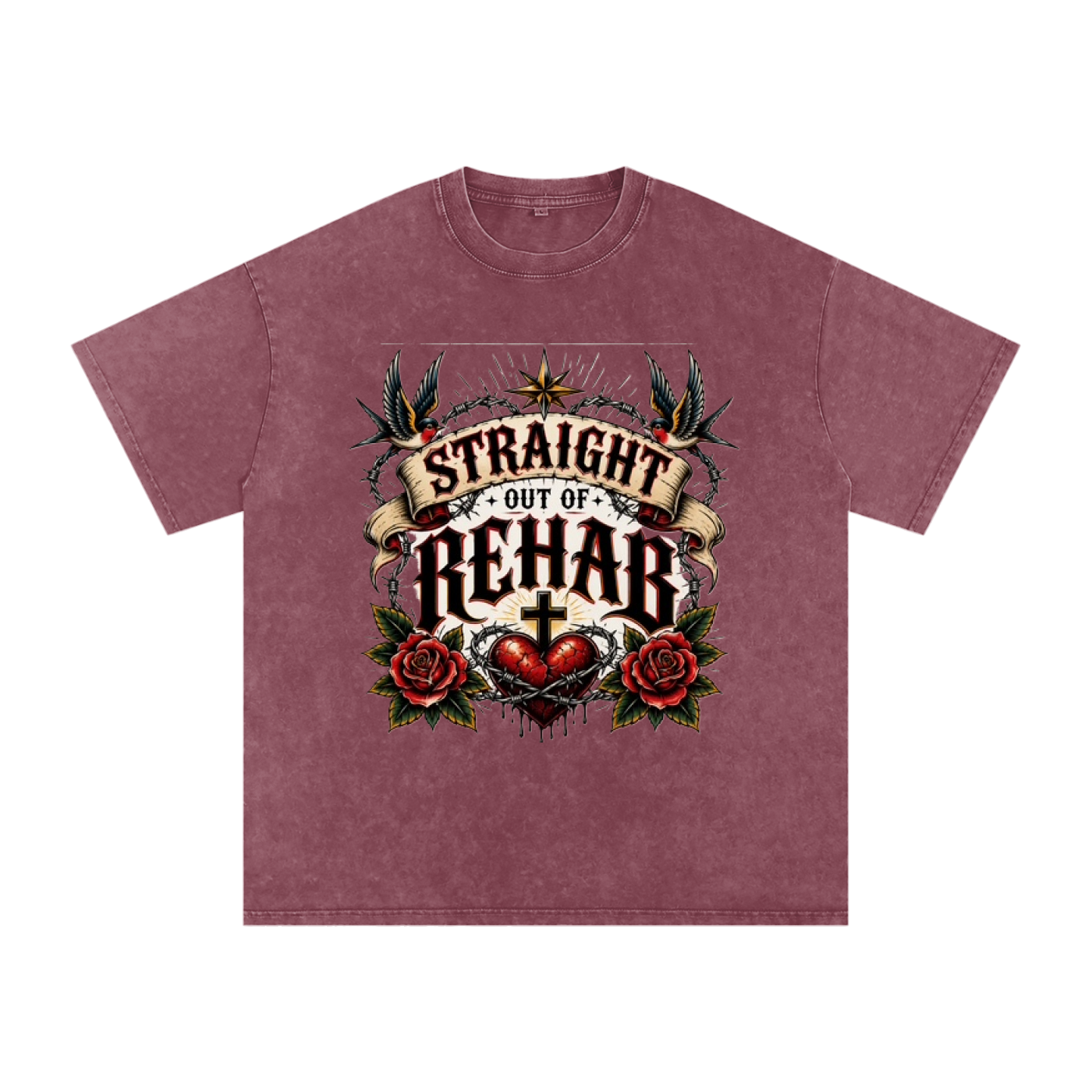Straight Out of Rehab — Snow Washed Oversized Tee