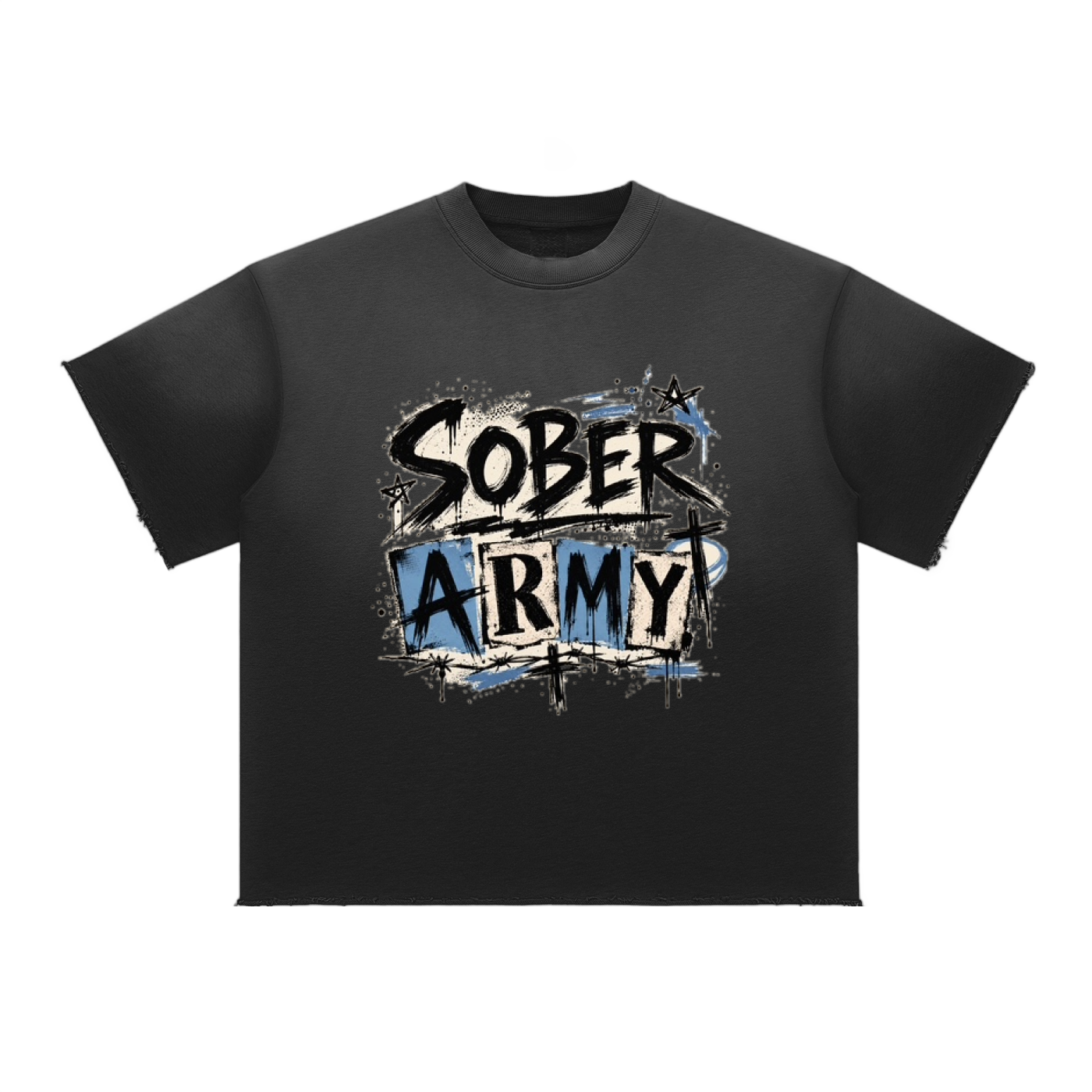 Sober Army — Sun Fade Raw Edge Tee