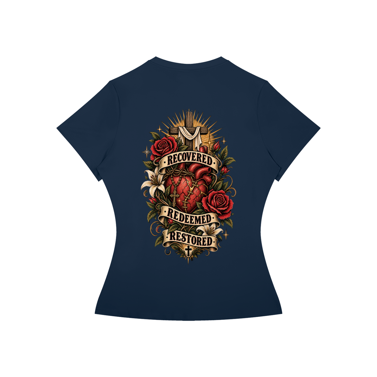 Recovered. Redeemed. Restored. Women's Performance Tee