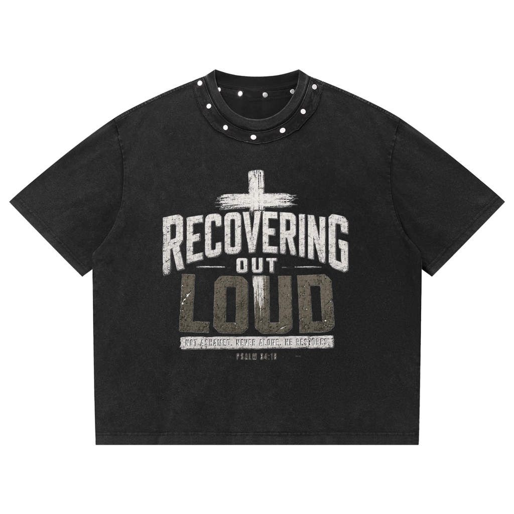Unisex Washed Boxy Studded T-Shirt
