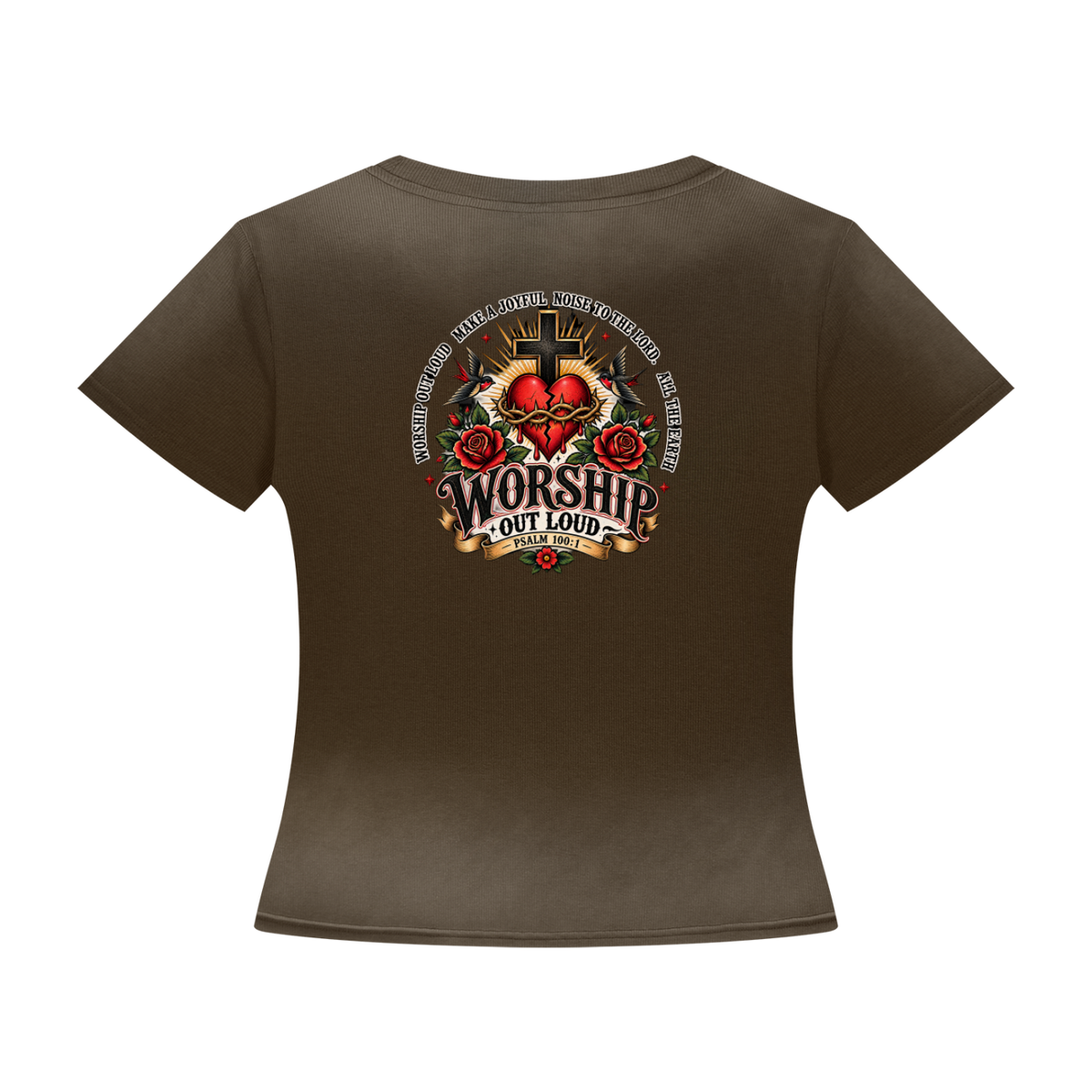 Worship Out Loud Women's Sunfade Washed Tee – Psalm 100:1