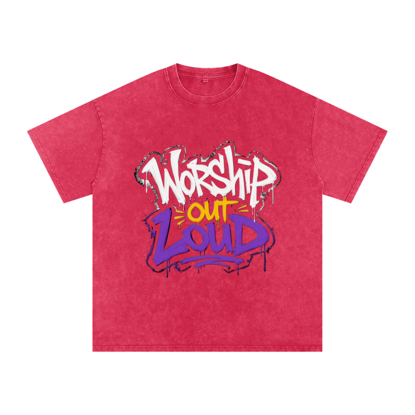 Worship Out Loud — Graffiti Snow Washed Oversized Tee