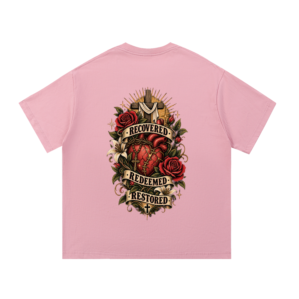 Recovered. Redeemed. Restored. Unisex Essential Tee