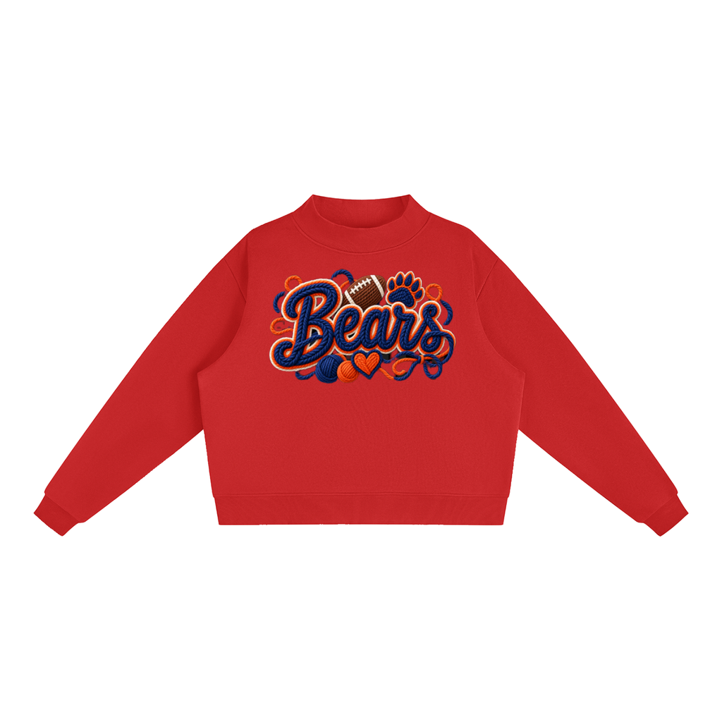 Bears Yarn-Write Mock-Neck Fleece Sweatshirt