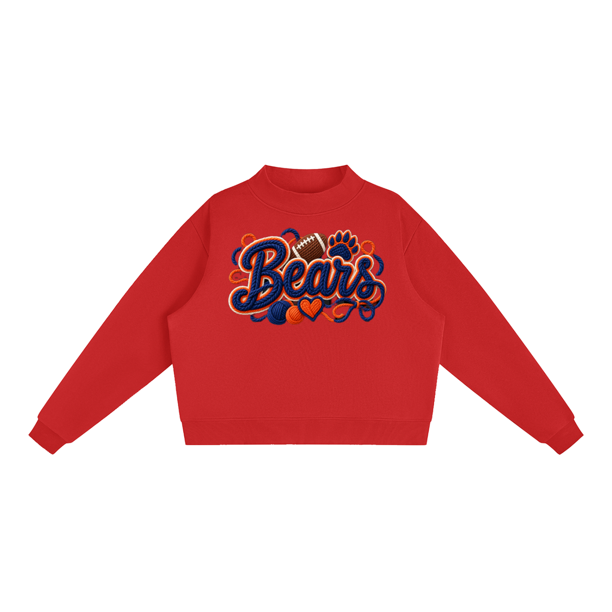 Bears Yarn-Write Mock-Neck Fleece Sweatshirt