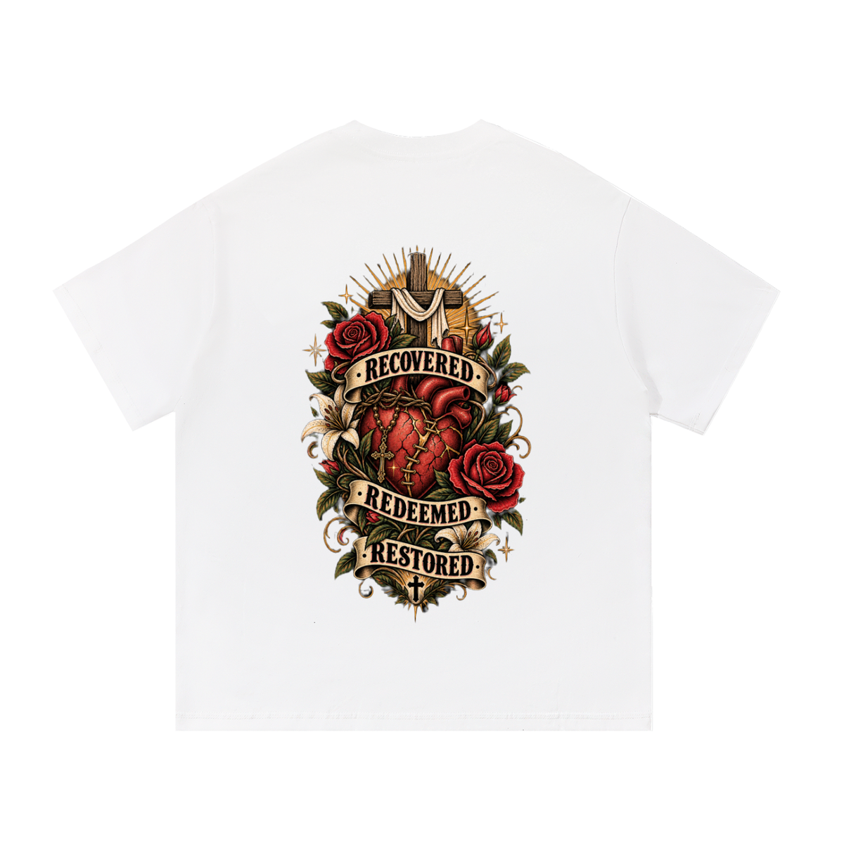 Recovered. Redeemed. Restored. Unisex Essential Tee