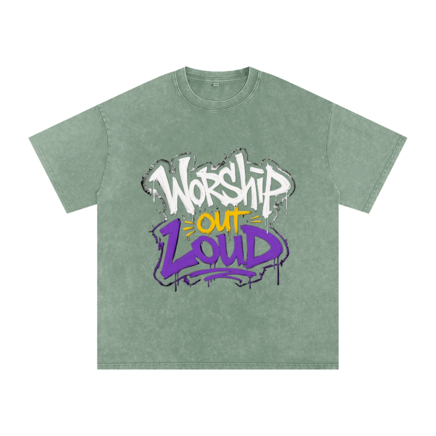 Worship Out Loud — Graffiti Snow Washed Oversized Tee