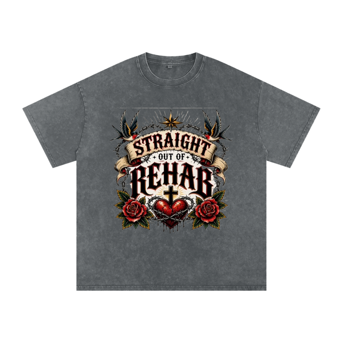 Straight Out of Rehab — Snow Washed Oversized Tee