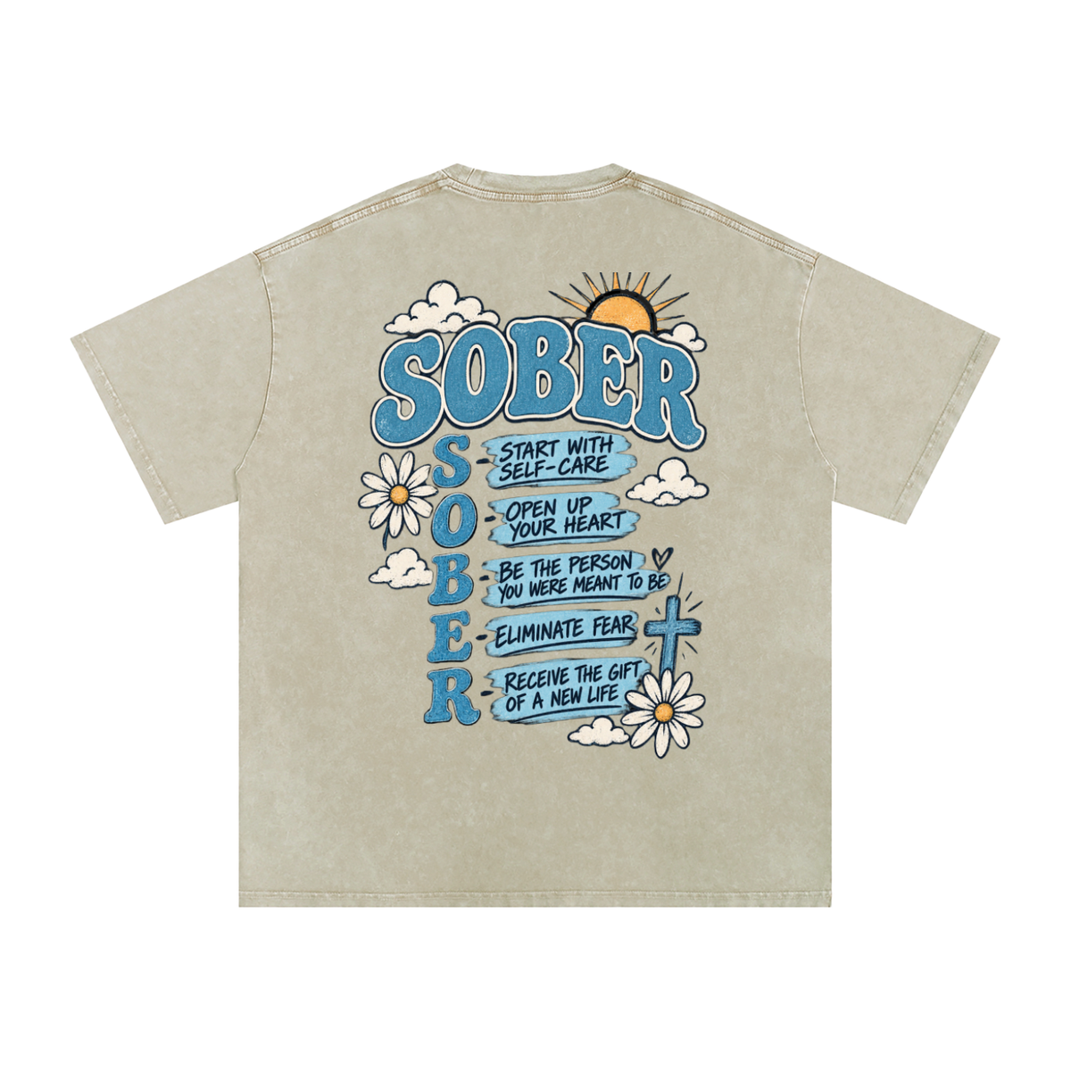 Sober — Snow Washed Oversized Tee