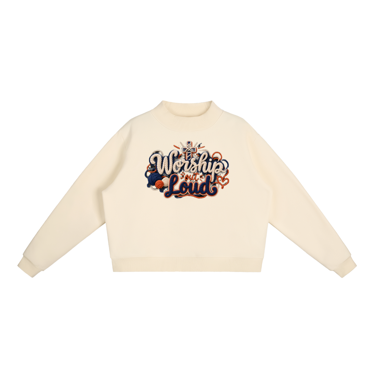Worship Out Loud Yarn-Write Mock-Neck Fleece Sweatshirt