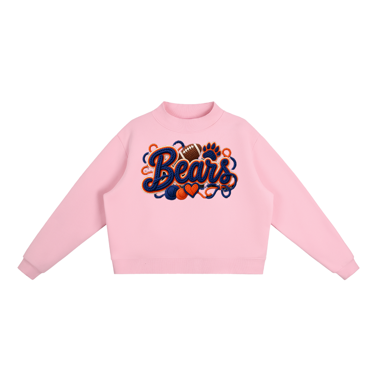 Bears Yarn-Write Mock-Neck Fleece Sweatshirt