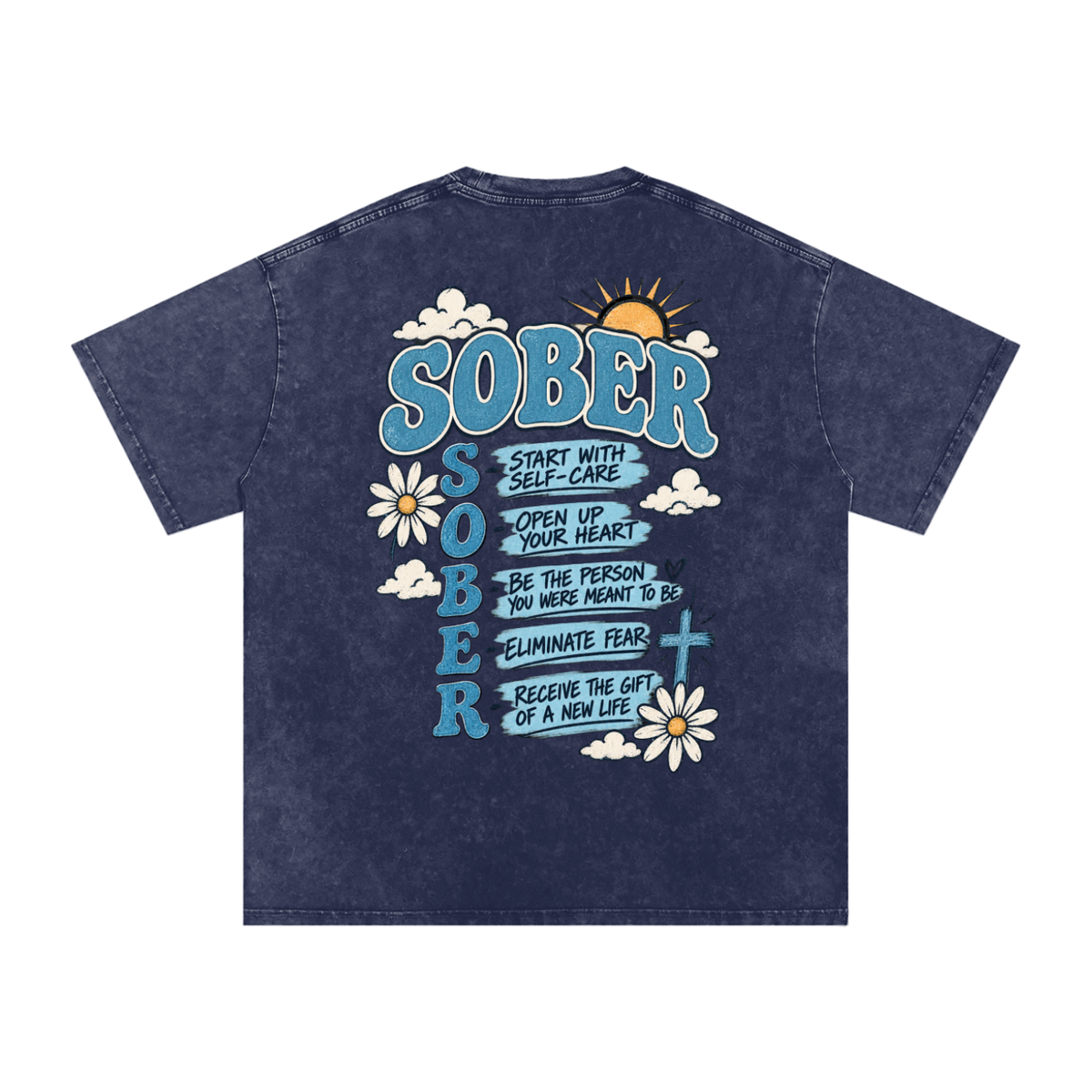 Sober — Snow Washed Oversized Tee