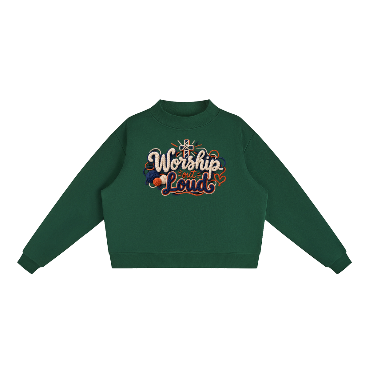 Worship Out Loud Yarn-Write Mock-Neck Fleece Sweatshirt