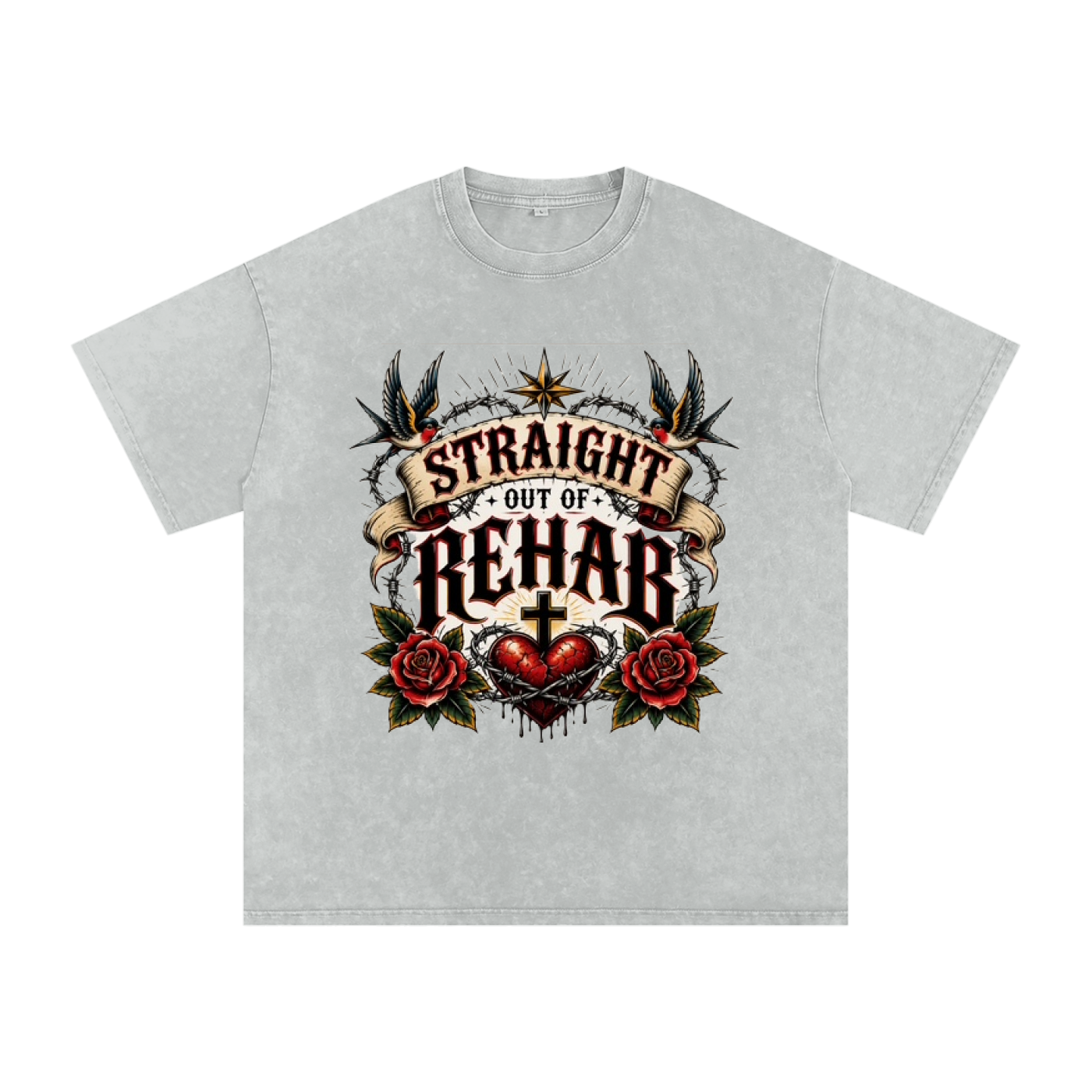Straight Out of Rehab — Snow Washed Oversized Tee