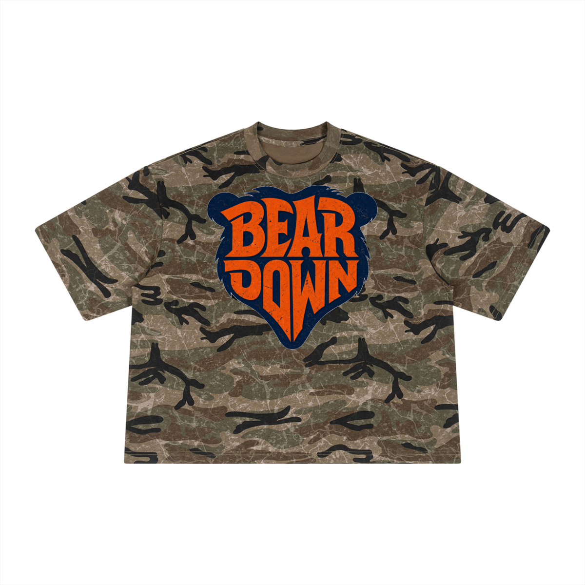 Bear Down Unisex Boxy Camo Print T-Shirt