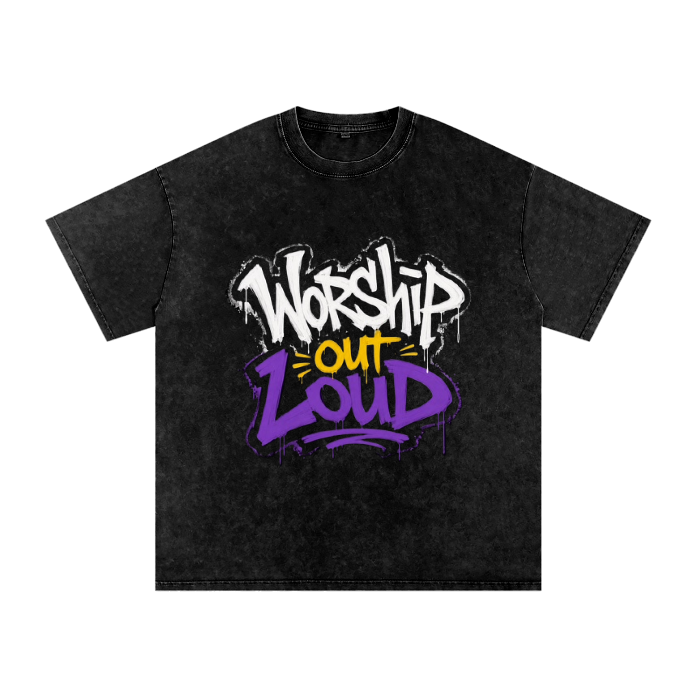 Worship Out Loud — Graffiti Snow Washed Oversized Tee