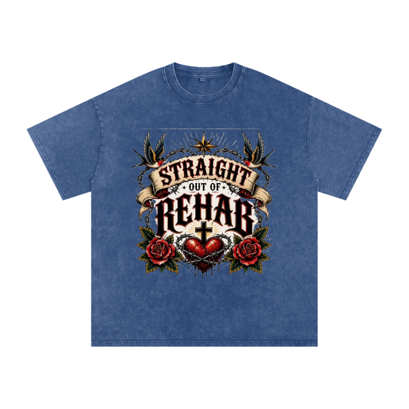 Straight Out of Rehab — Snow Washed Oversized Tee