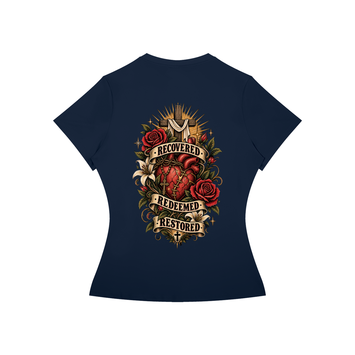 Recovered. Redeemed. Restored. Women's Performance Tee