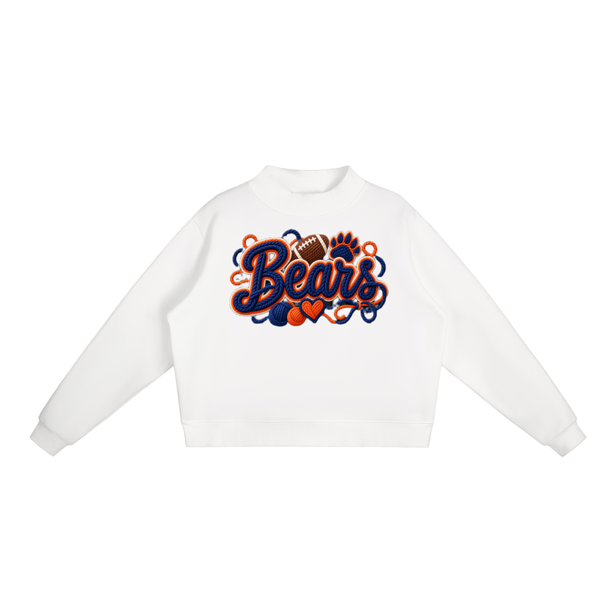 Bears Yarn-Write Mock-Neck Fleece Sweatshirt