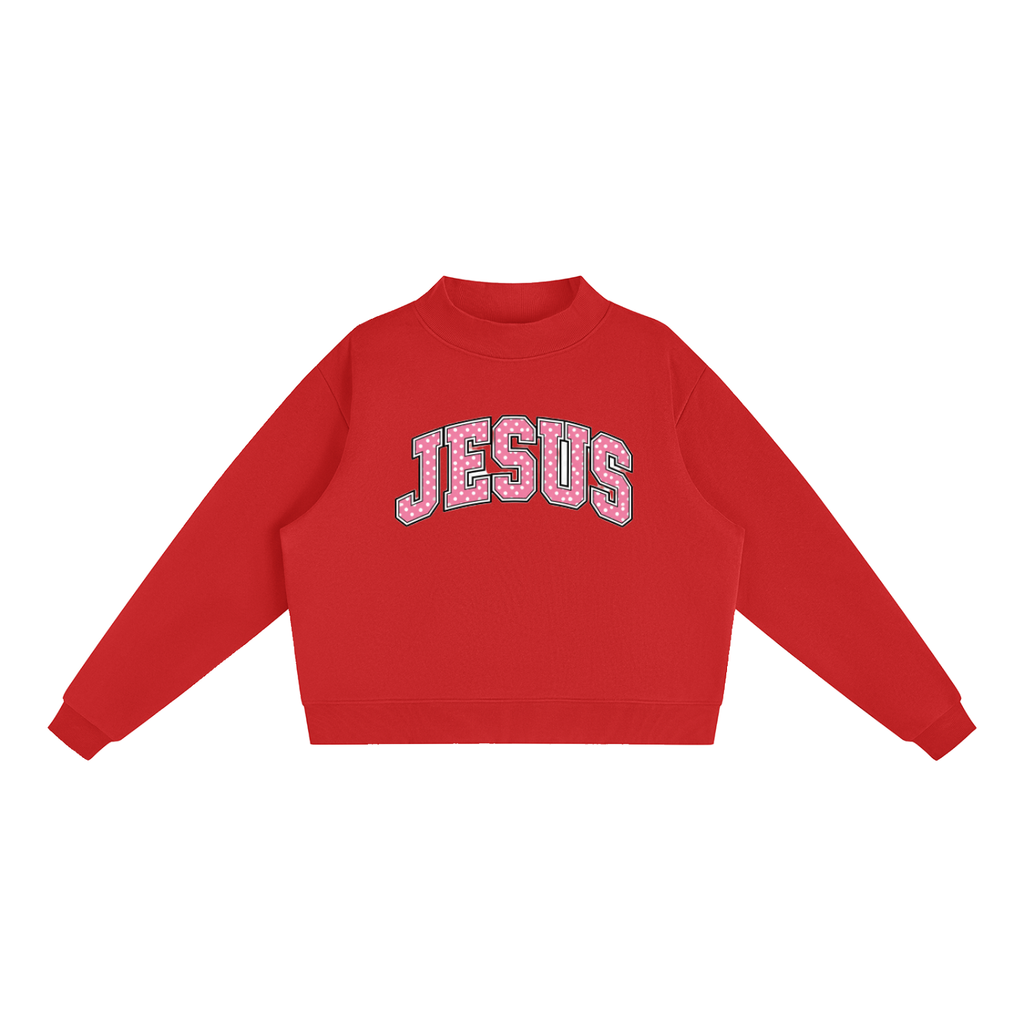 Jesus Fleece Mock-Neck Crew Sweatshirt