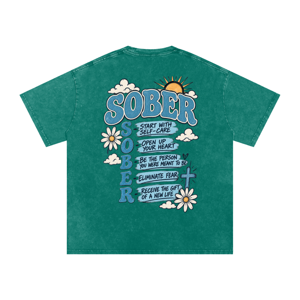Sober — Snow Washed Oversized Tee