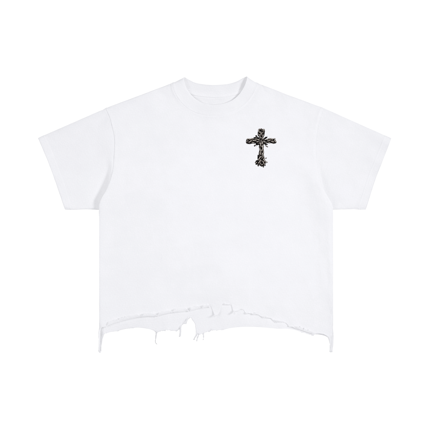 Vintage Wash Boxy Distressed Hem T-Shirt