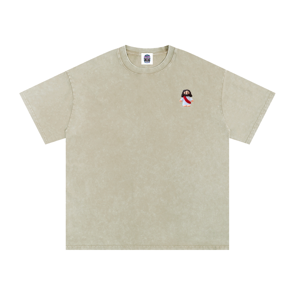 Tiny Jesus Snow Washed Oversized Cotton T-Shirt