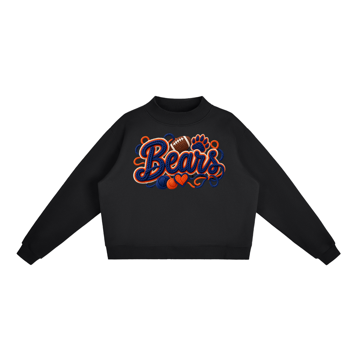 Bears Yarn-Write Mock-Neck Fleece Sweatshirt