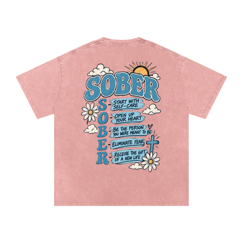 Sober — Snow Washed Oversized Tee