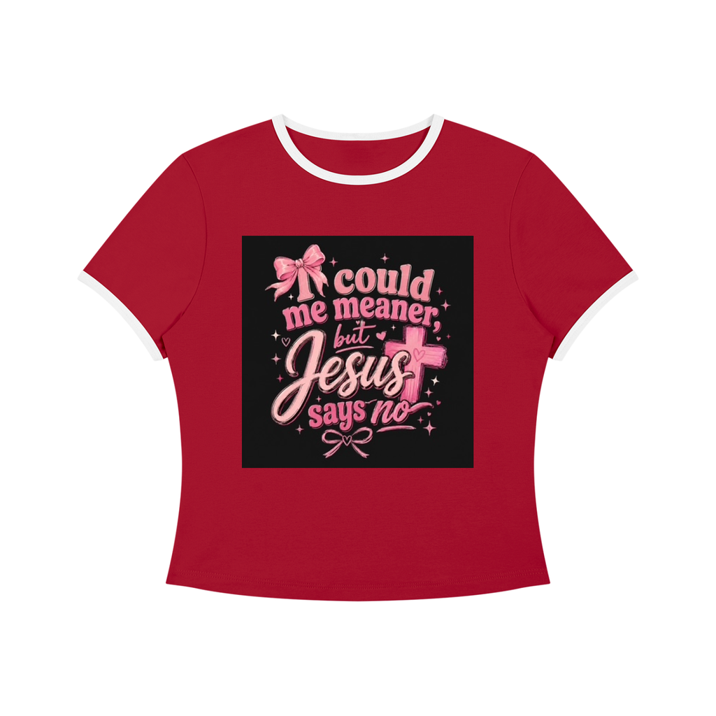 I Could Be Meaner But Jesus Says No — Color Block Crop Tee