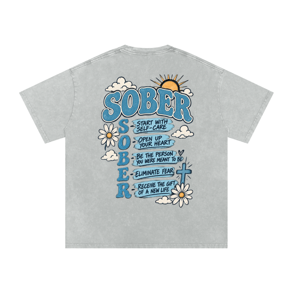 Sober — Snow Washed Oversized Tee