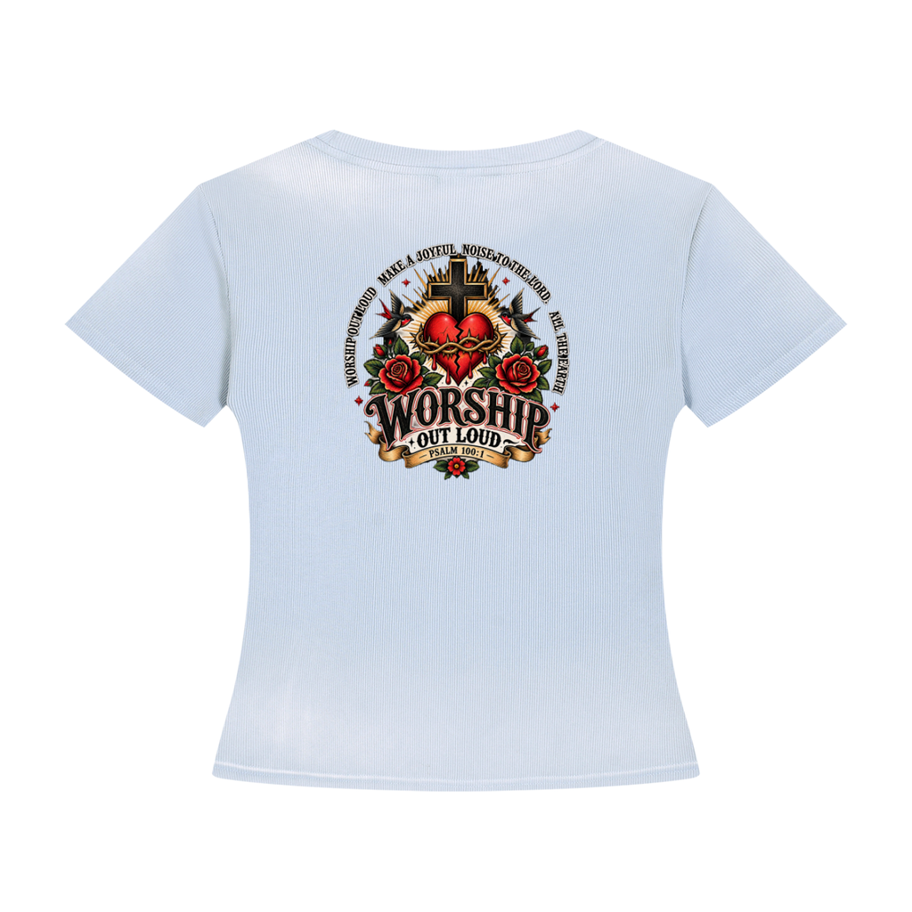 Worship Out Loud Women's Sunfade Washed Tee – Psalm 100:1