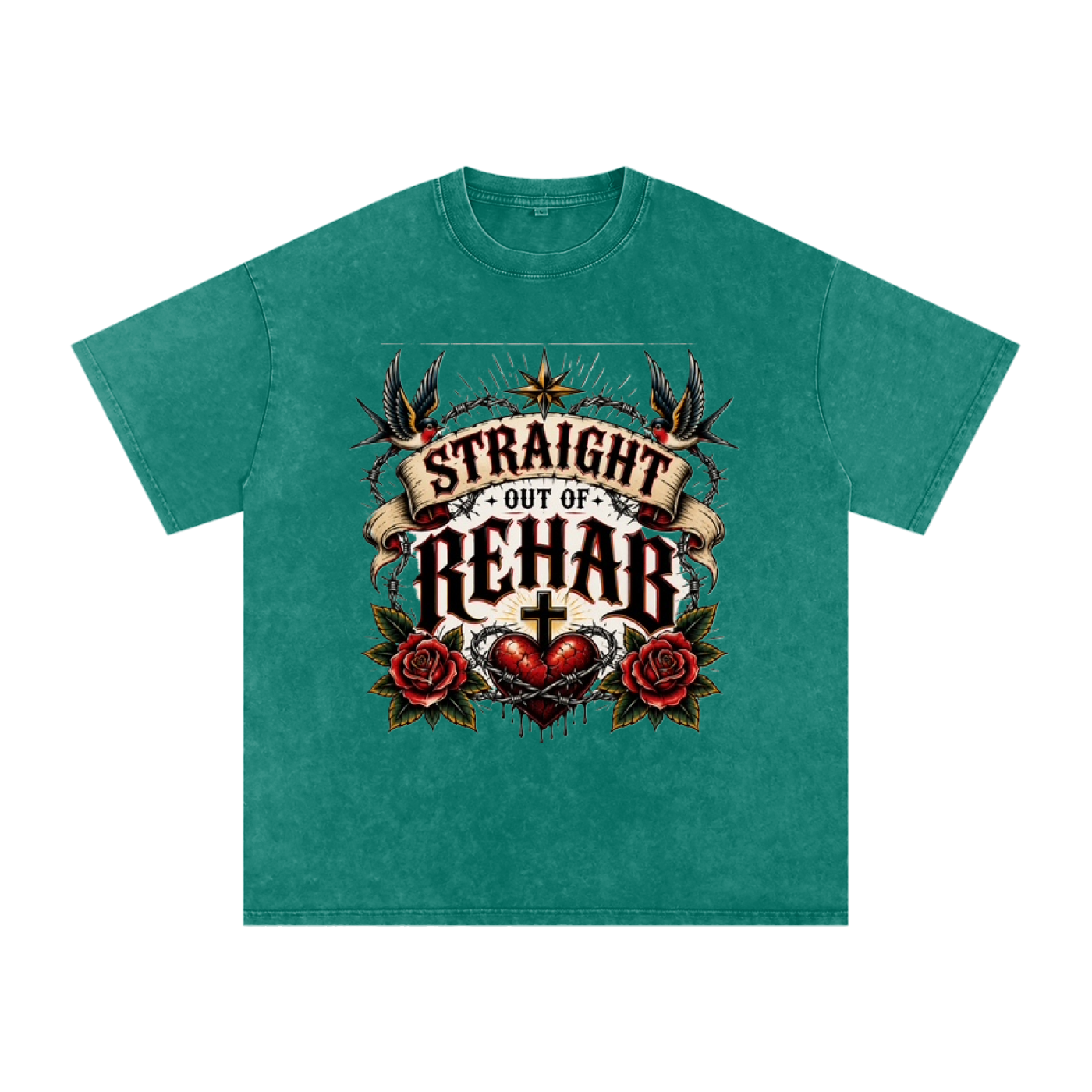 Straight Out of Rehab — Snow Washed Oversized Tee