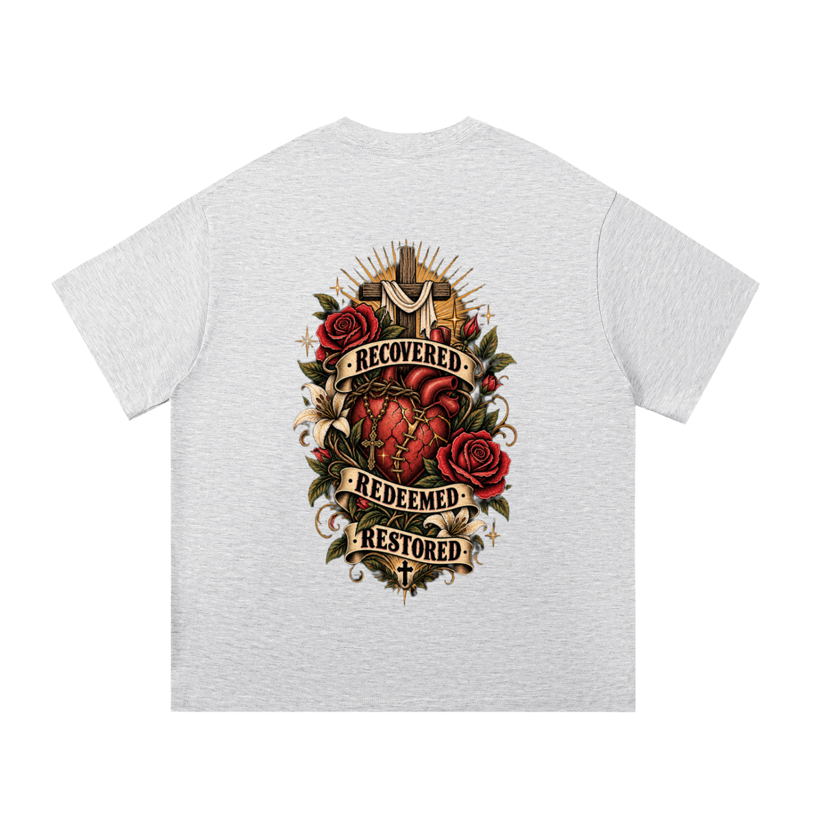 Recovered. Redeemed. Restored. Unisex Essential Tee