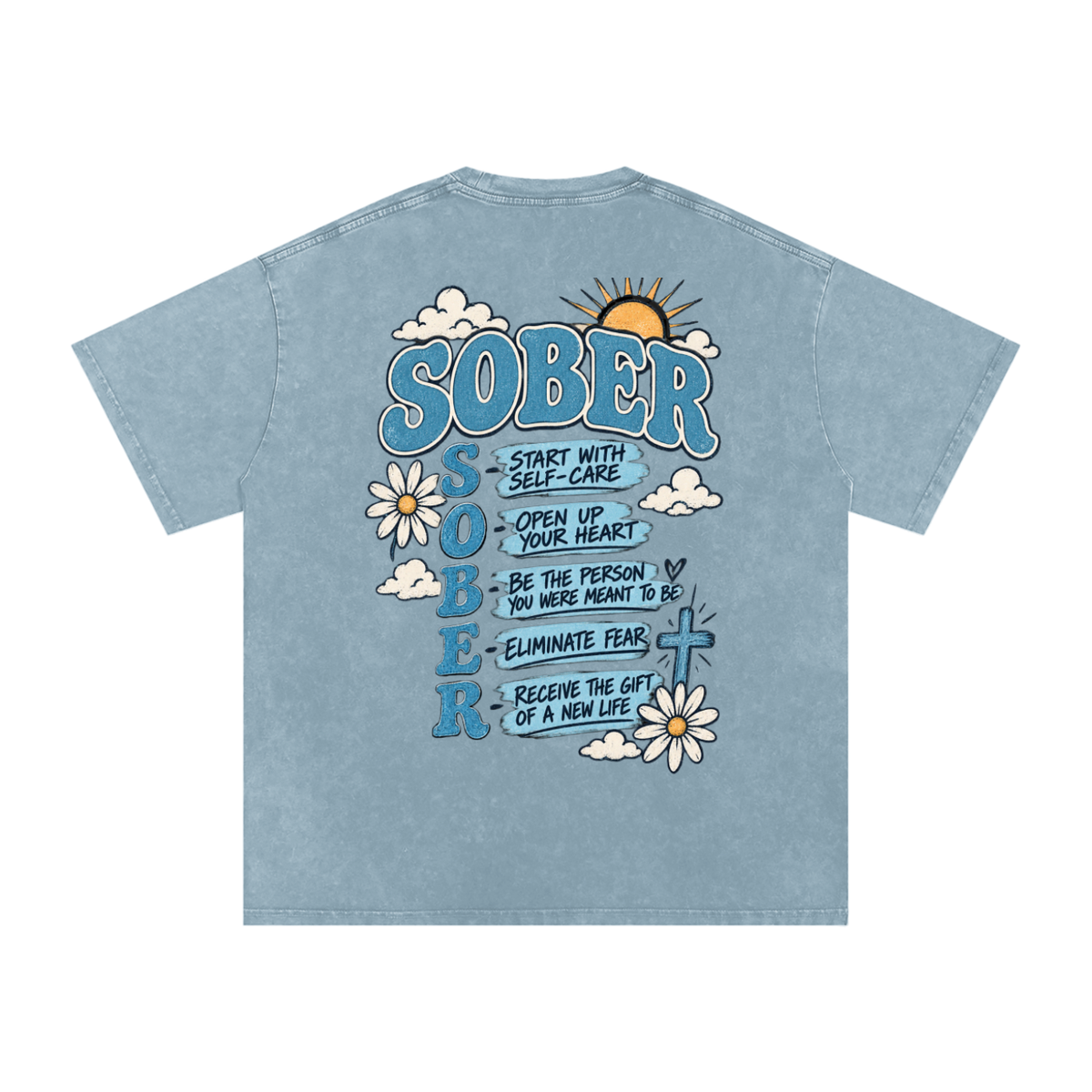 Sober — Snow Washed Oversized Tee