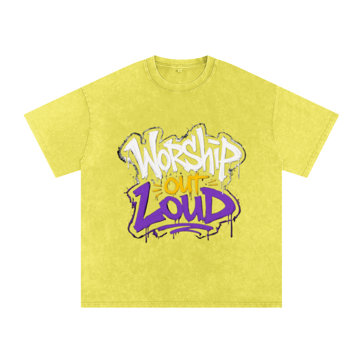 Worship Out Loud — Graffiti Snow Washed Oversized Tee