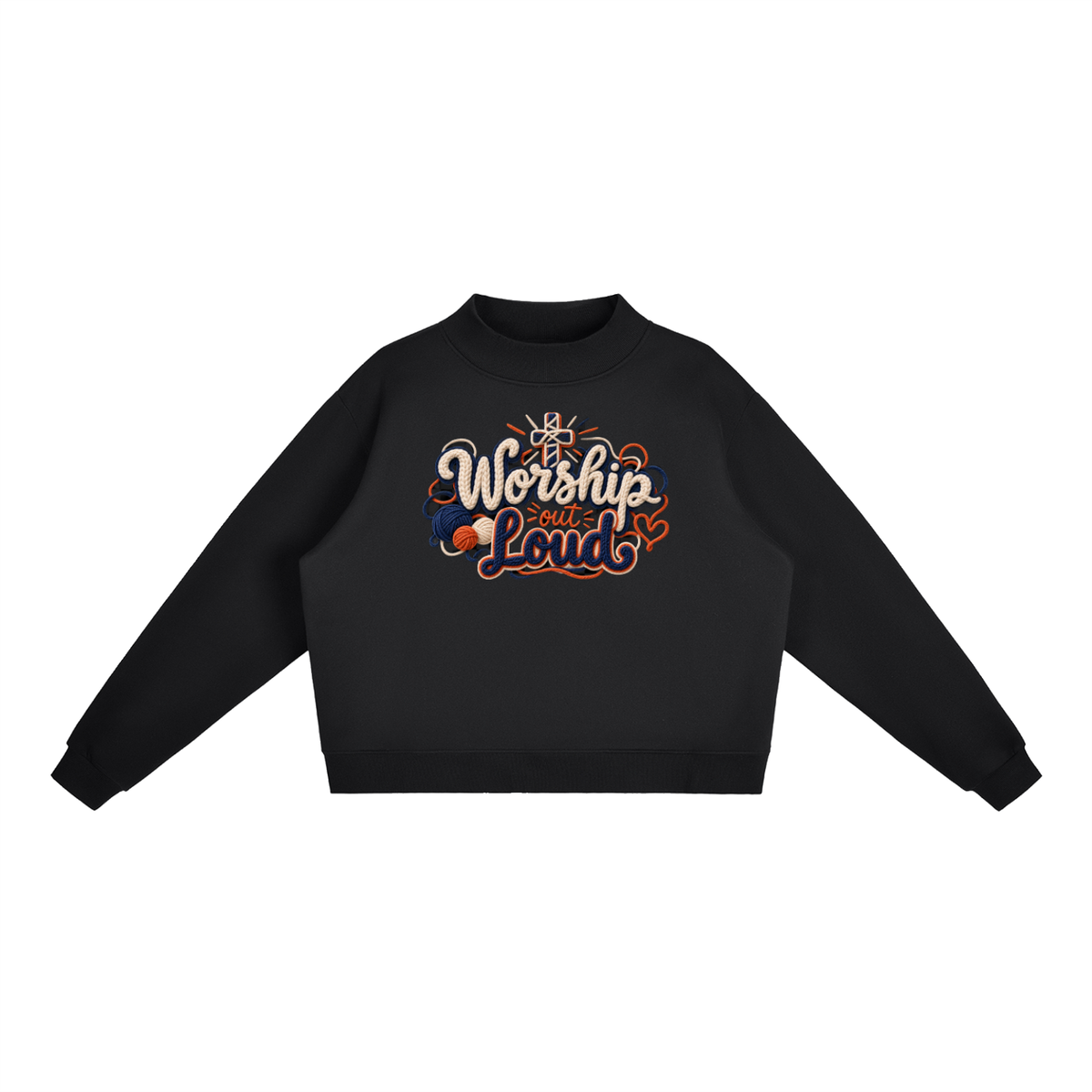 Worship Out Loud Yarn-Write Mock-Neck Fleece Sweatshirt