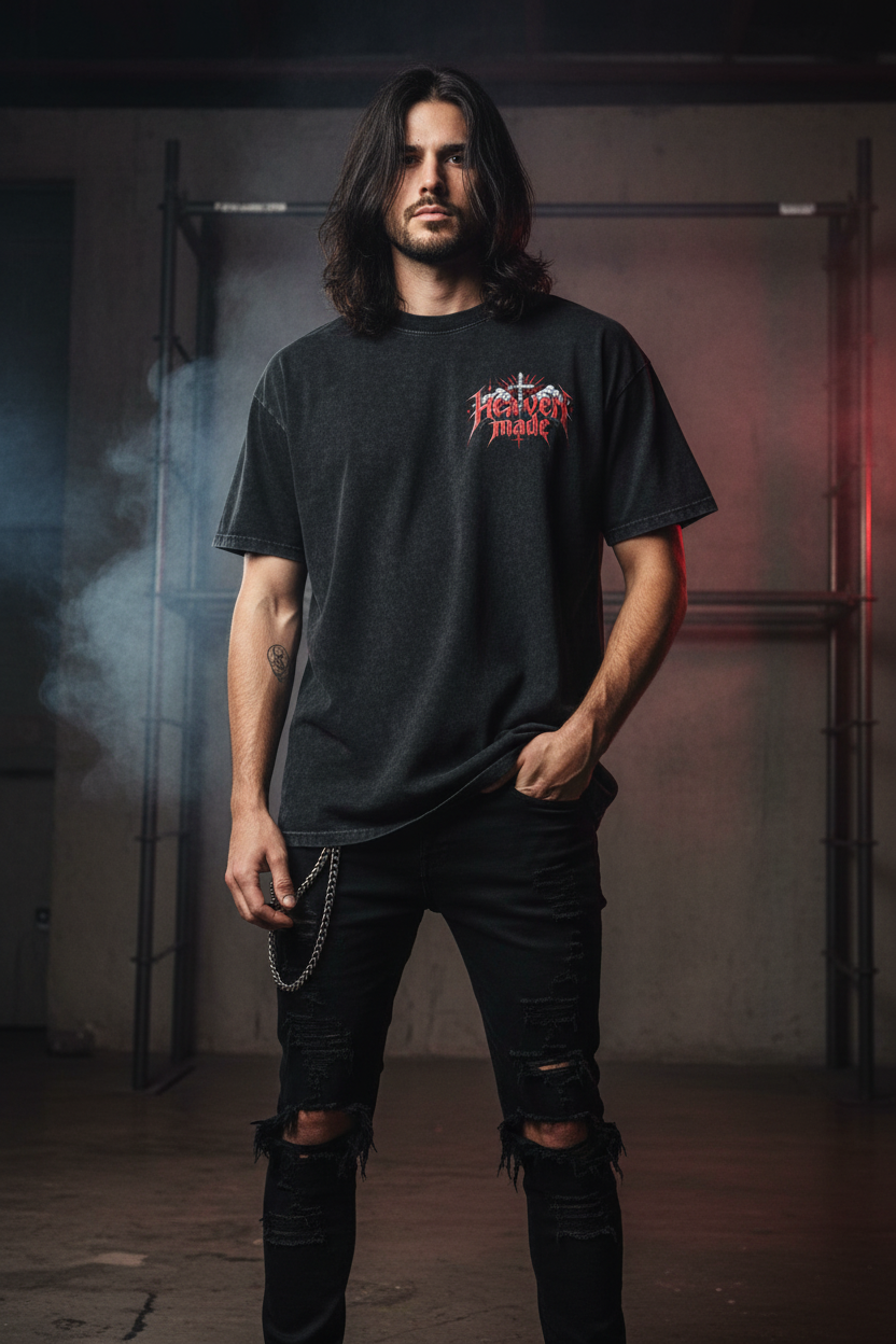 Heavy Metal Heaven Made — Snow Washed Oversized Tee