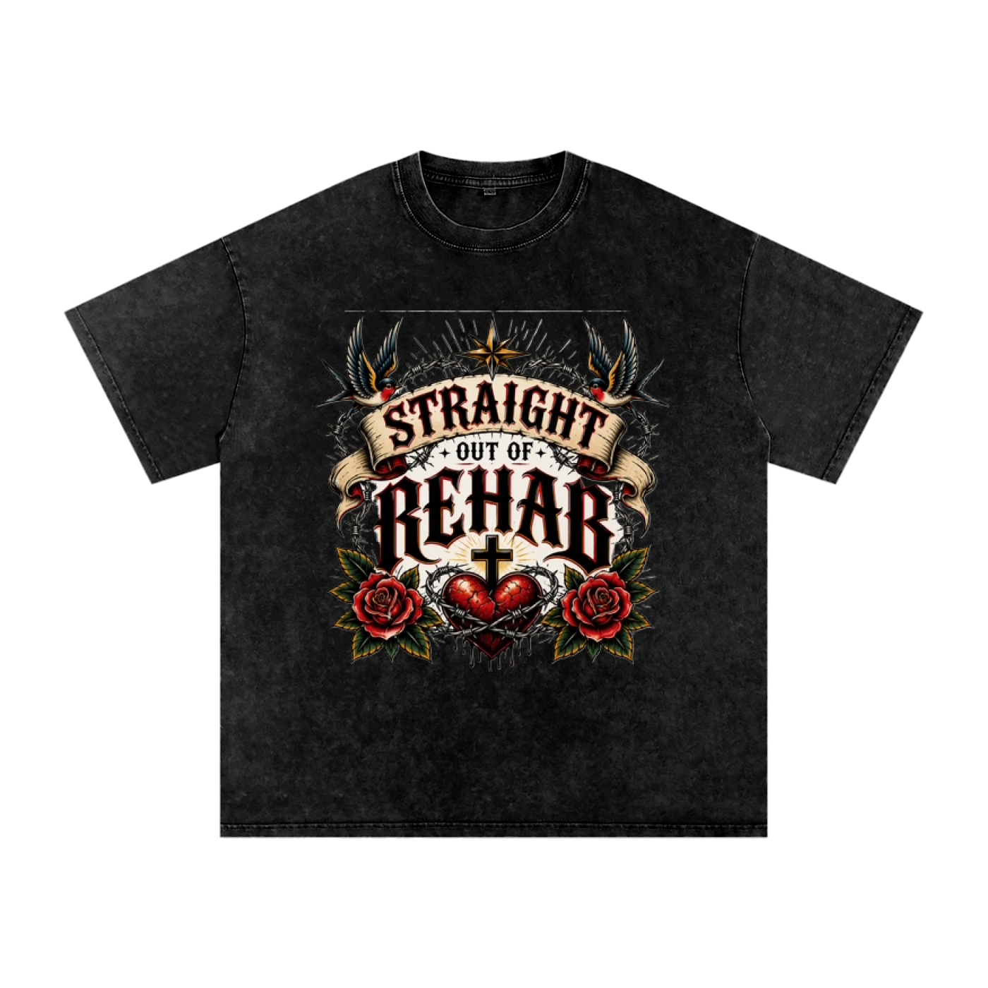 Straight Out of Rehab — Snow Washed Oversized Tee