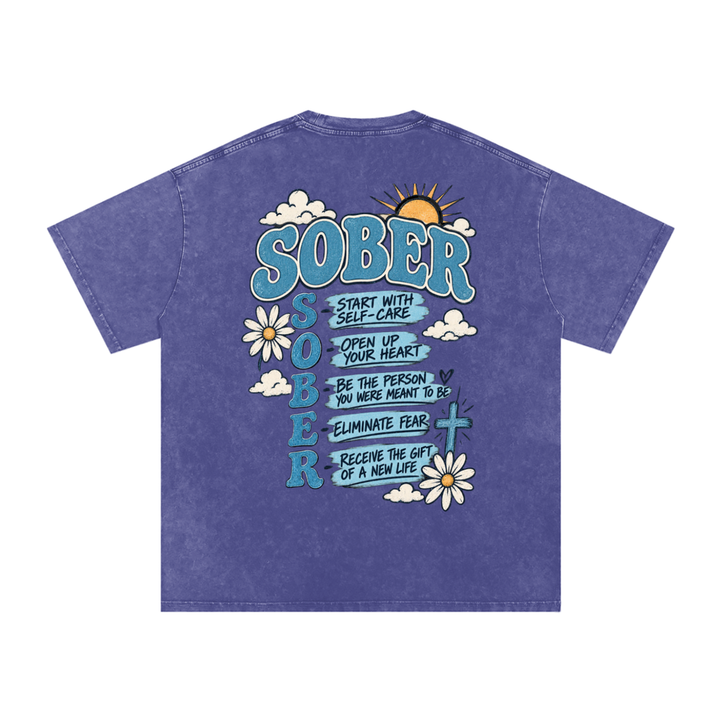Sober — Snow Washed Oversized Tee