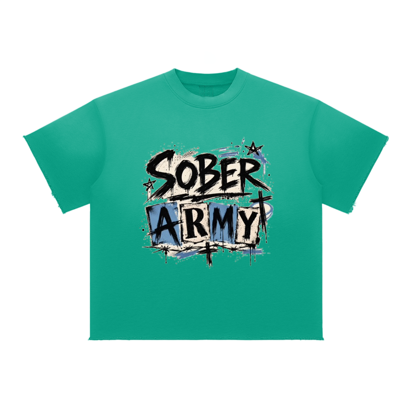 Sober Army — Sun Fade Raw Edge Tee