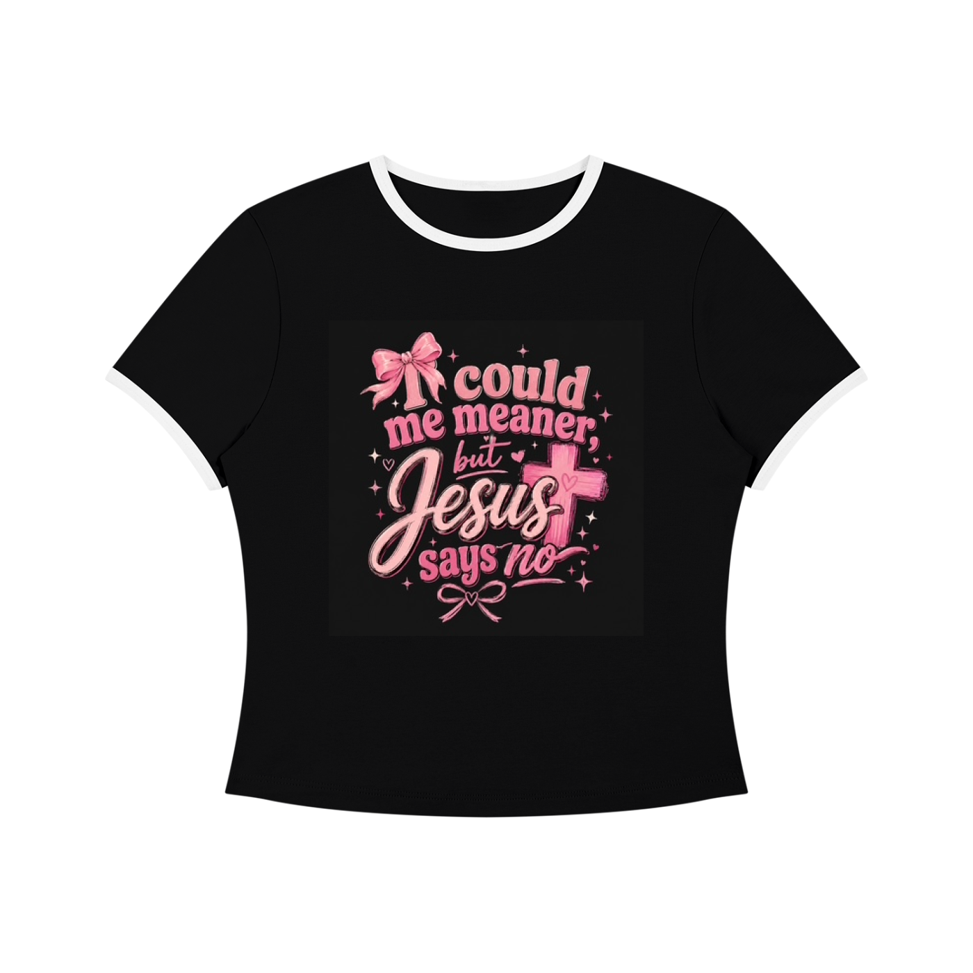 I Could Be Meaner But Jesus Says No — Color Block Crop Tee