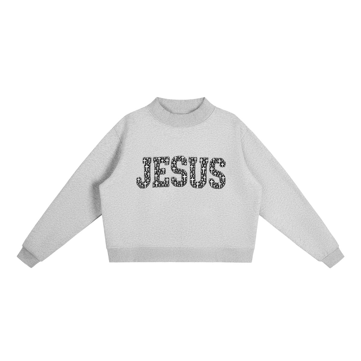 Jesus Mock-Neck Crop Sweatshirt — Women's
