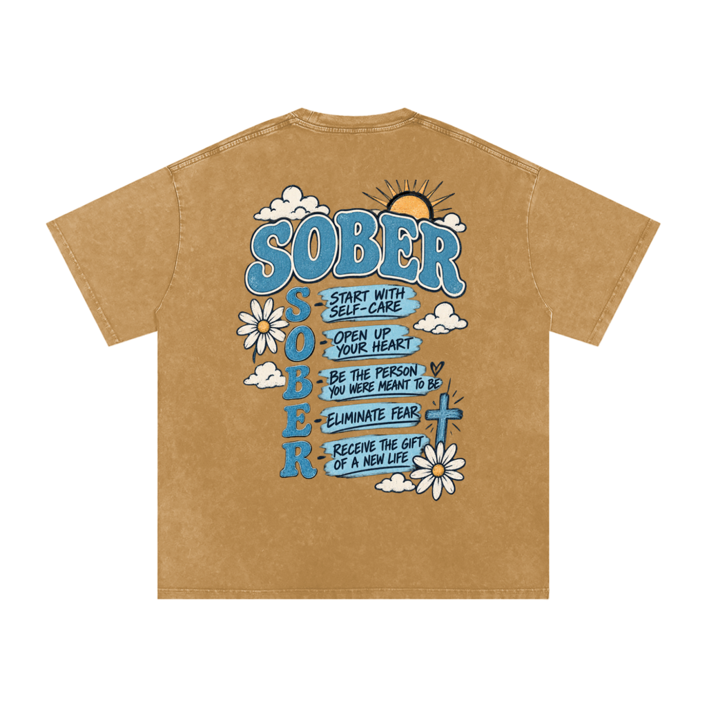 Sober — Snow Washed Oversized Tee
