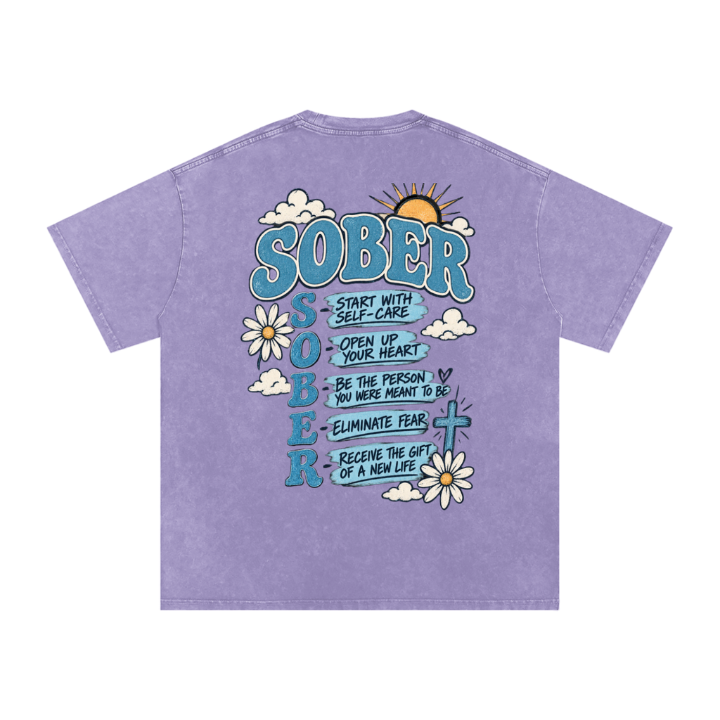 Sober — Snow Washed Oversized Tee
