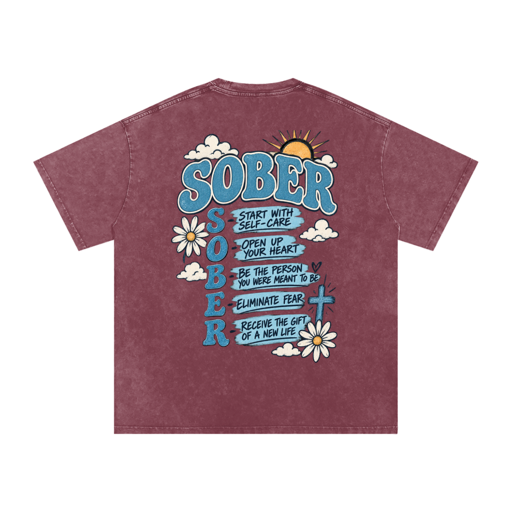 Sober — Snow Washed Oversized Tee