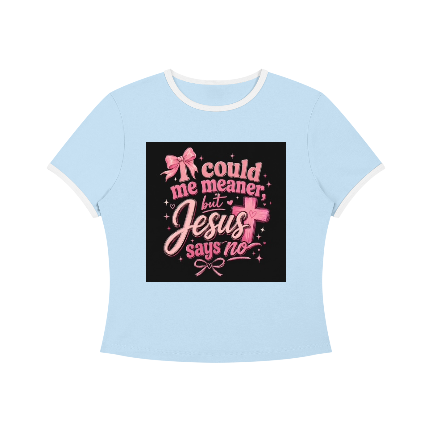 I Could Be Meaner But Jesus Says No — Color Block Crop Tee