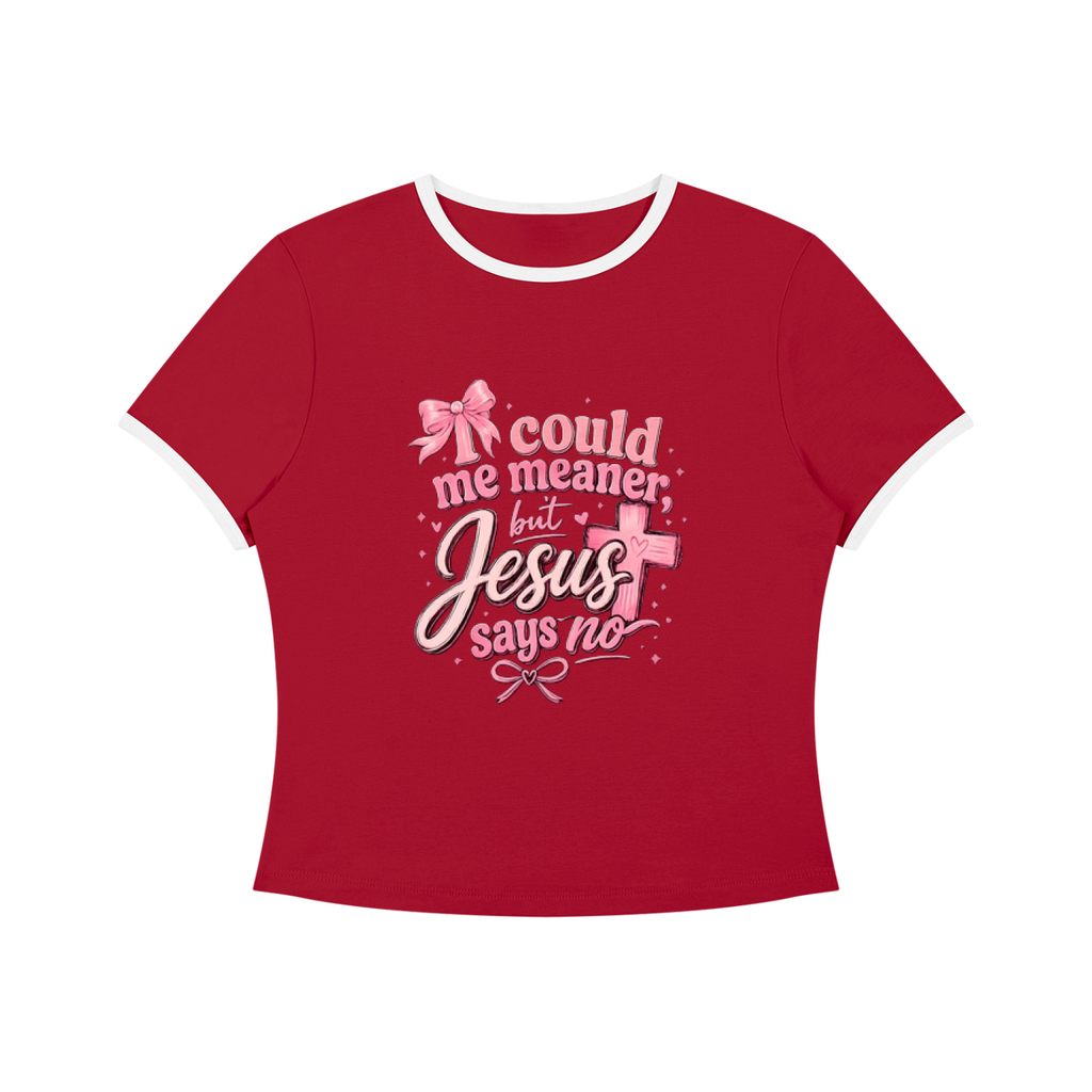 I Could Be Meaner But Jesus Says No — Color Block Crop Tee