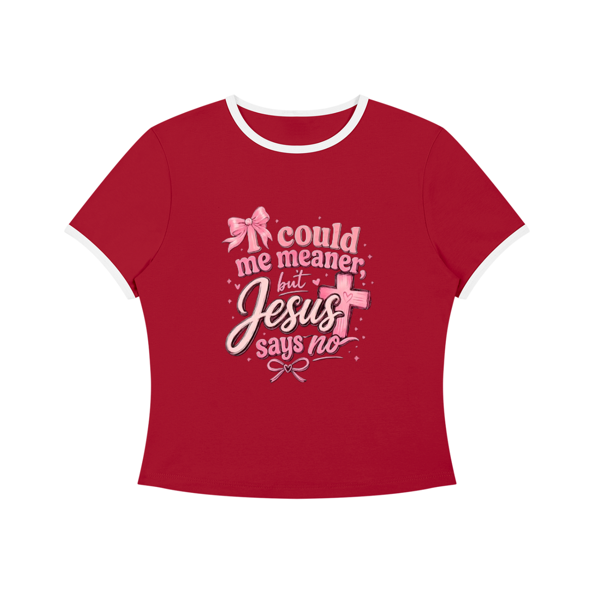 I Could Be Meaner But Jesus Says No — Color Block Crop Tee