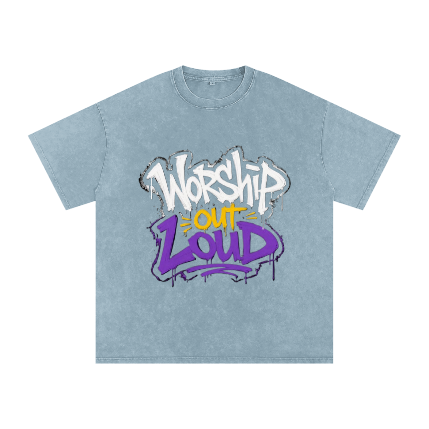 Worship Out Loud — Graffiti Snow Washed Oversized Tee